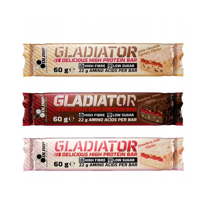 OLIMP Gladiator High protein bar 60 g jahodový dort