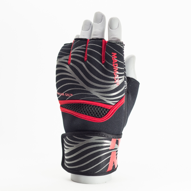 MADMAX gelové rukavice vel. L/XL šedé červené