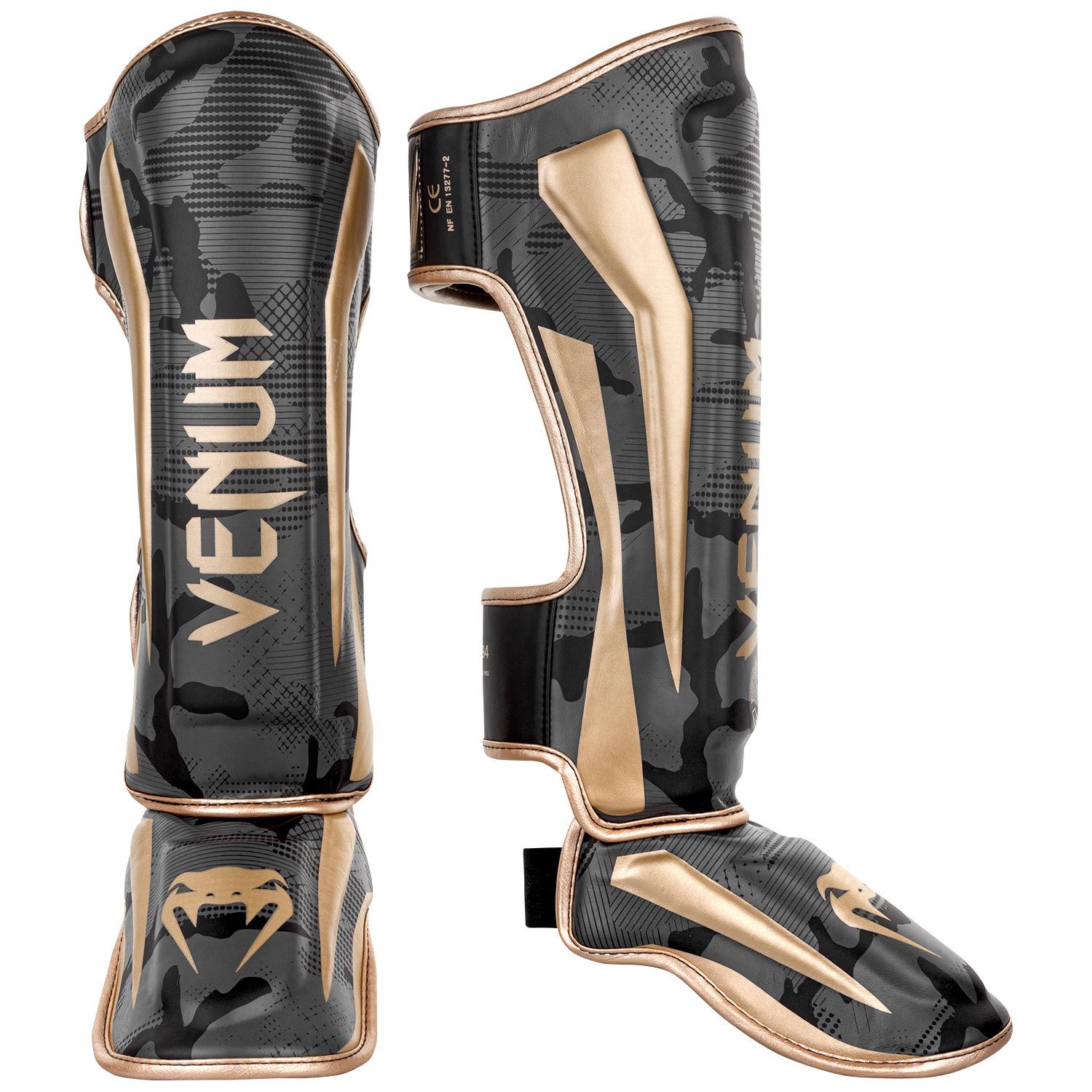 Chrániče holení a nártů Venum Elite - dark camo/gold vel. XL