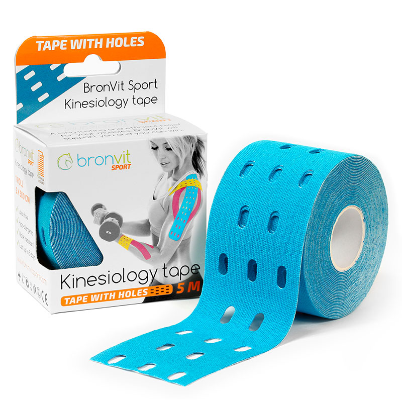 BRONVIT Sport Kinesio Tape děrovaný 5cm x 5m modrá