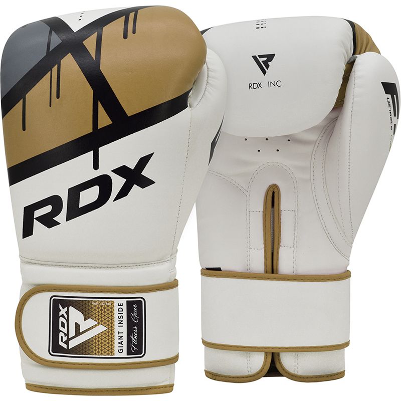 Boxerské rukavice RDX F7 white/golden vel. 10 oz