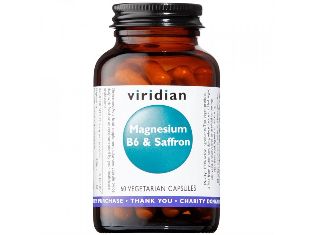 VIRIDIAN Magnesium B6 and Saffron 60 kapslí