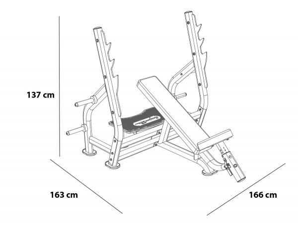 Posilovací lavice bench press BH FITNESS L820 obrys rozmery