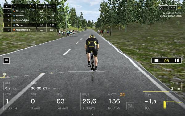Tréninková aplikace BKOOL Screenshot venkovní cyklistika