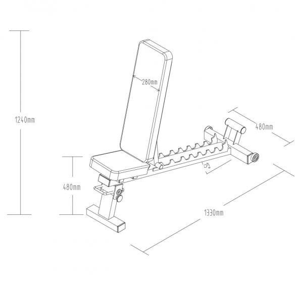 Posilovací lavice PRIMAL STRENGTH - Commercial Folding Adjustable Bench Rozměry