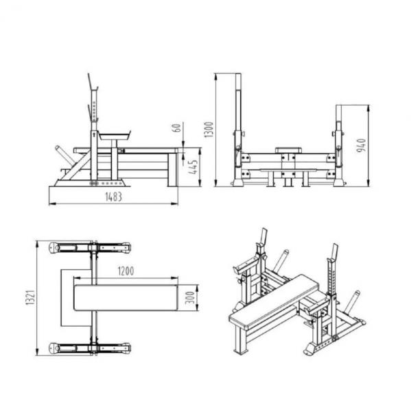 Posilovací lavice bench press PRIMAL STRENGTH Pro Series Olympic Bench rozměry