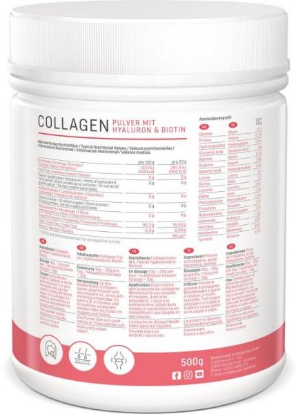 WoldoHealth® Kolagen s kyselinou hyaluronovou 500g etiketa