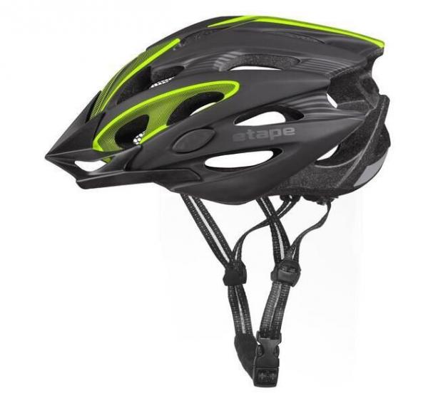 Cyklistická helma Etape Biker černá-žlutá fluo řemínky