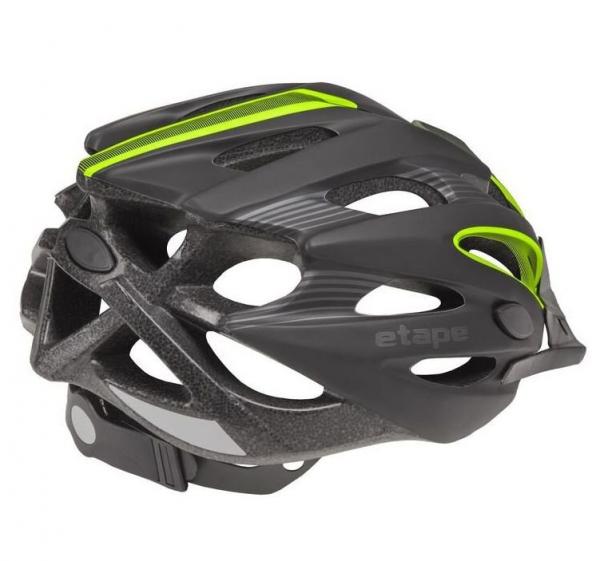 Cyklistická helma Etape Biker černá-žlutá fluo zezadu
