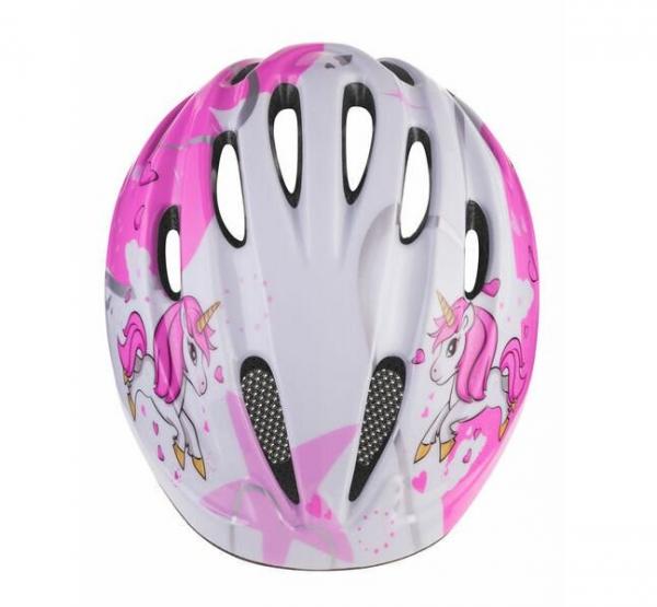 Cyklistická helma Etape Rebel dětská bílá-růžová horní