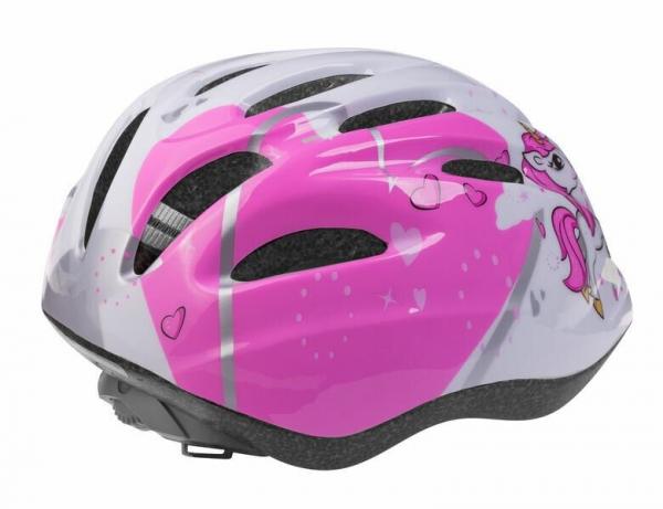 Cyklistická helma Etape Rebel dětská bílá-růžová zadní
