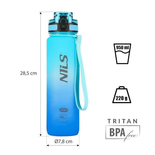 Tritanová láhev na pití NILS Camp NCD04 950 ml modrá rozměry, hmotnost
