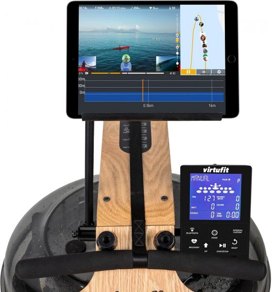 Veslovací trenažér VIRTUFIT Elite Water Resistance Rowing Sicker držák na tablet 2