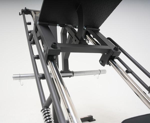Posilovací stroj na činky TRINFIT Leg Press + Hack Squat D5 Pro vodící tyče
