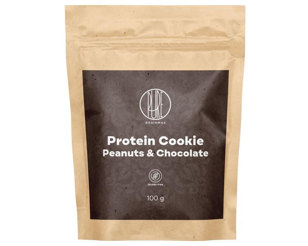 BrainMax Pure Protein Cookie hořká čokoláda a arašídy 100 g profilová.JPG