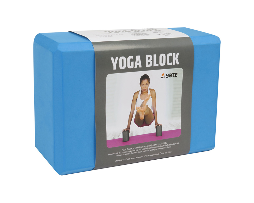 YATE YOGA Block - 22,8x15,2x7,6 cm modrý s obalem