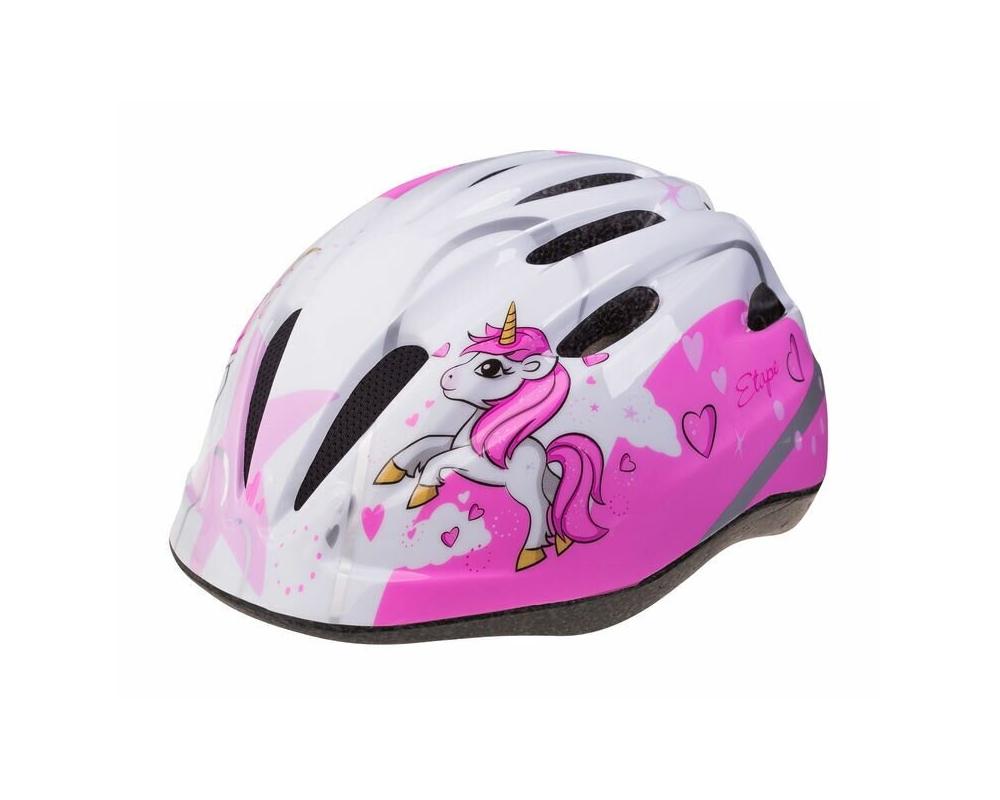 Cyklistická helma Etape Rebel dětská bílá-růžová