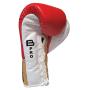 Boxerské rukavice Profi šněrovací - kůže vel. 10 oz červená bílá zlatá BAIL ze spod