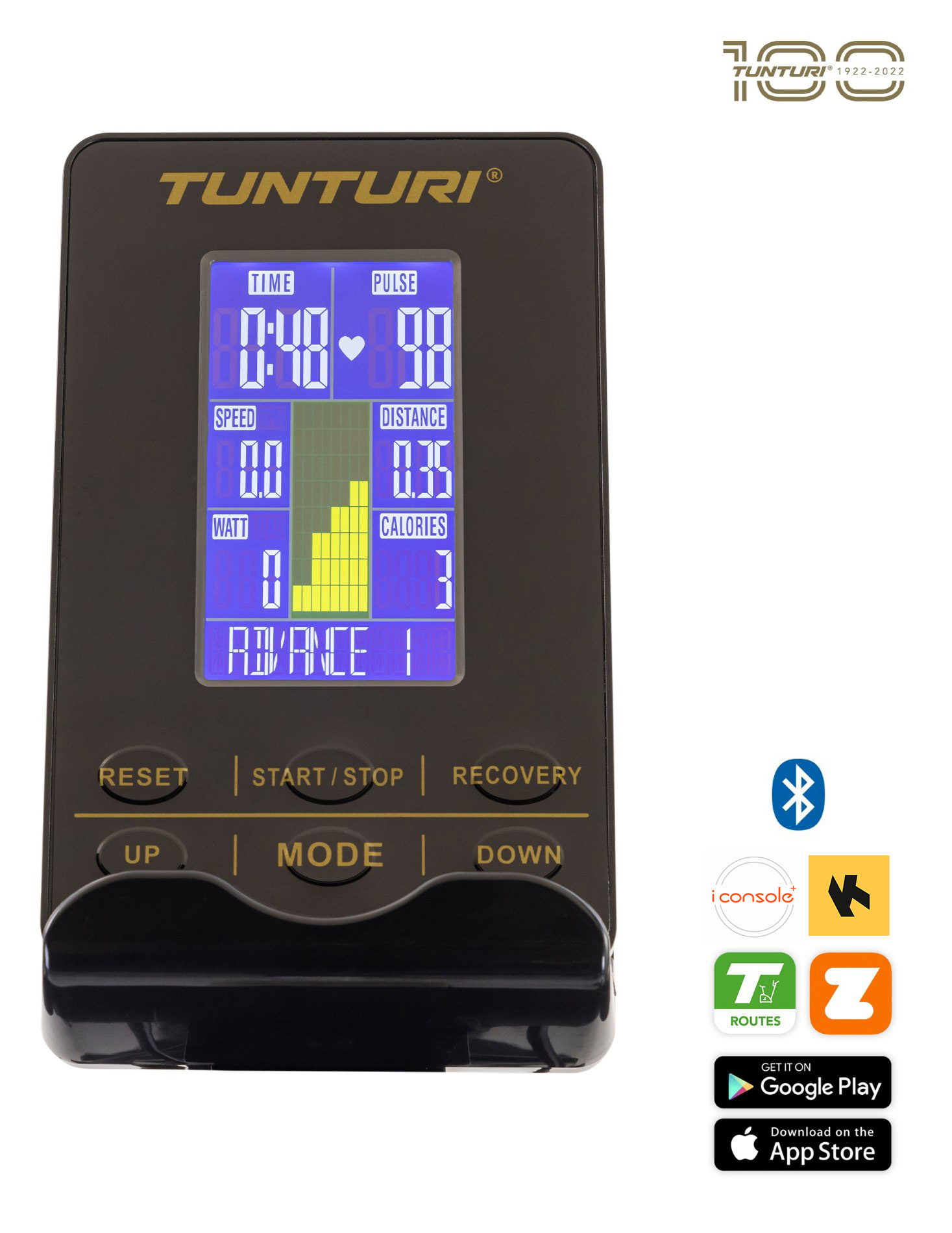Cyklotrenažér TUNTURI Centuri S100 detail displej