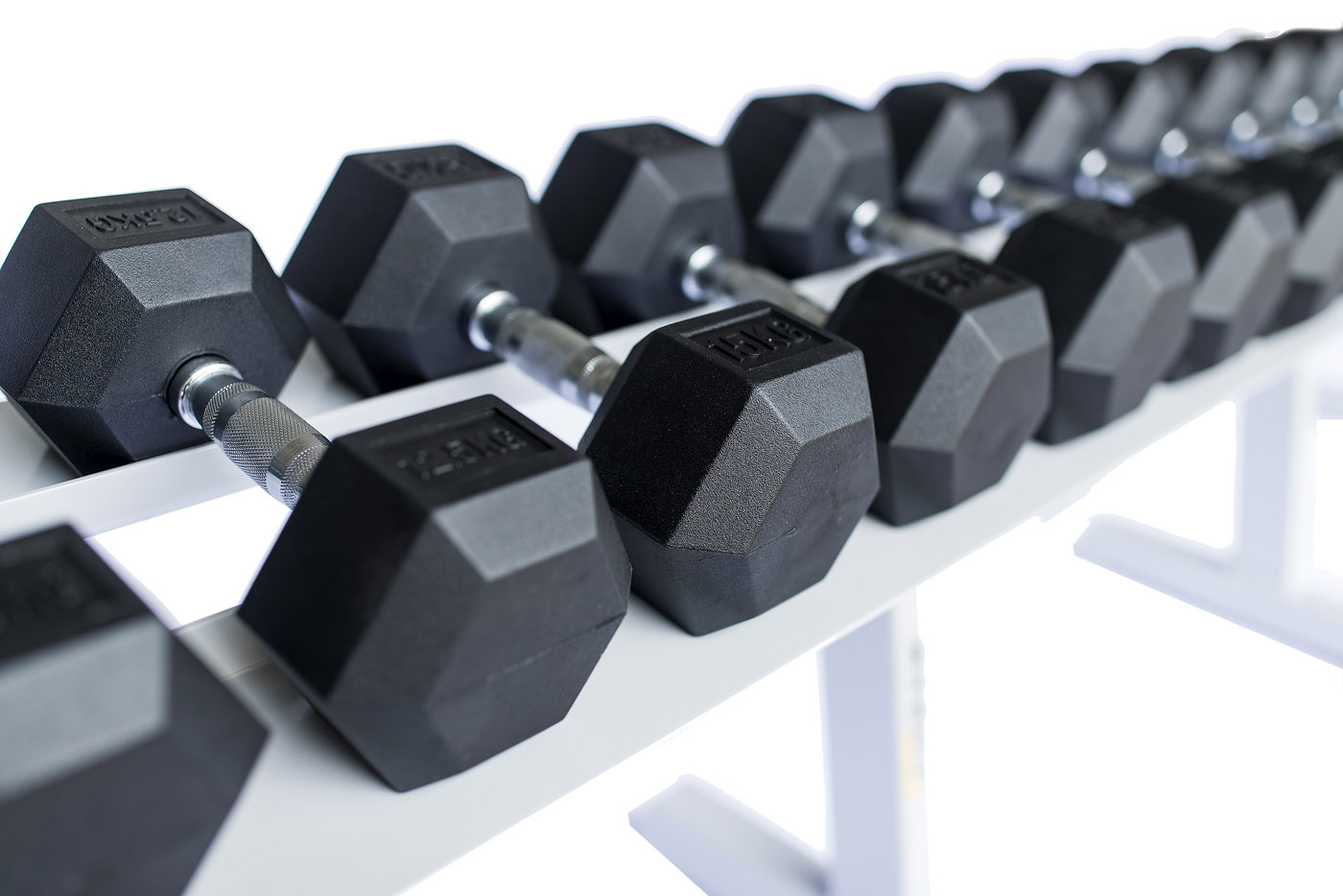 Jednoruční činka pogumovaná HEXA od 1 do 60 kg