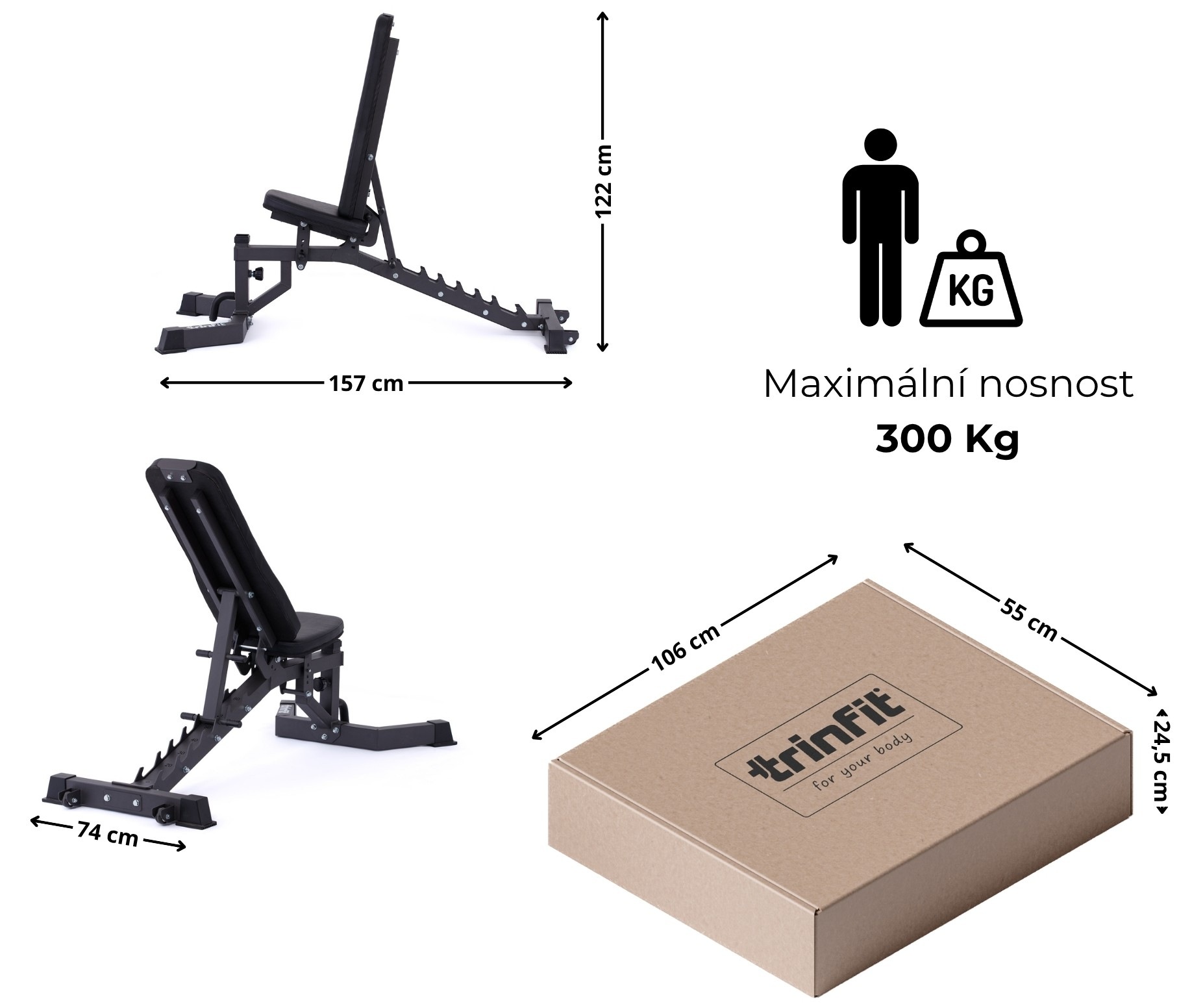 TRINFIT Bench L5 Pro rozměry