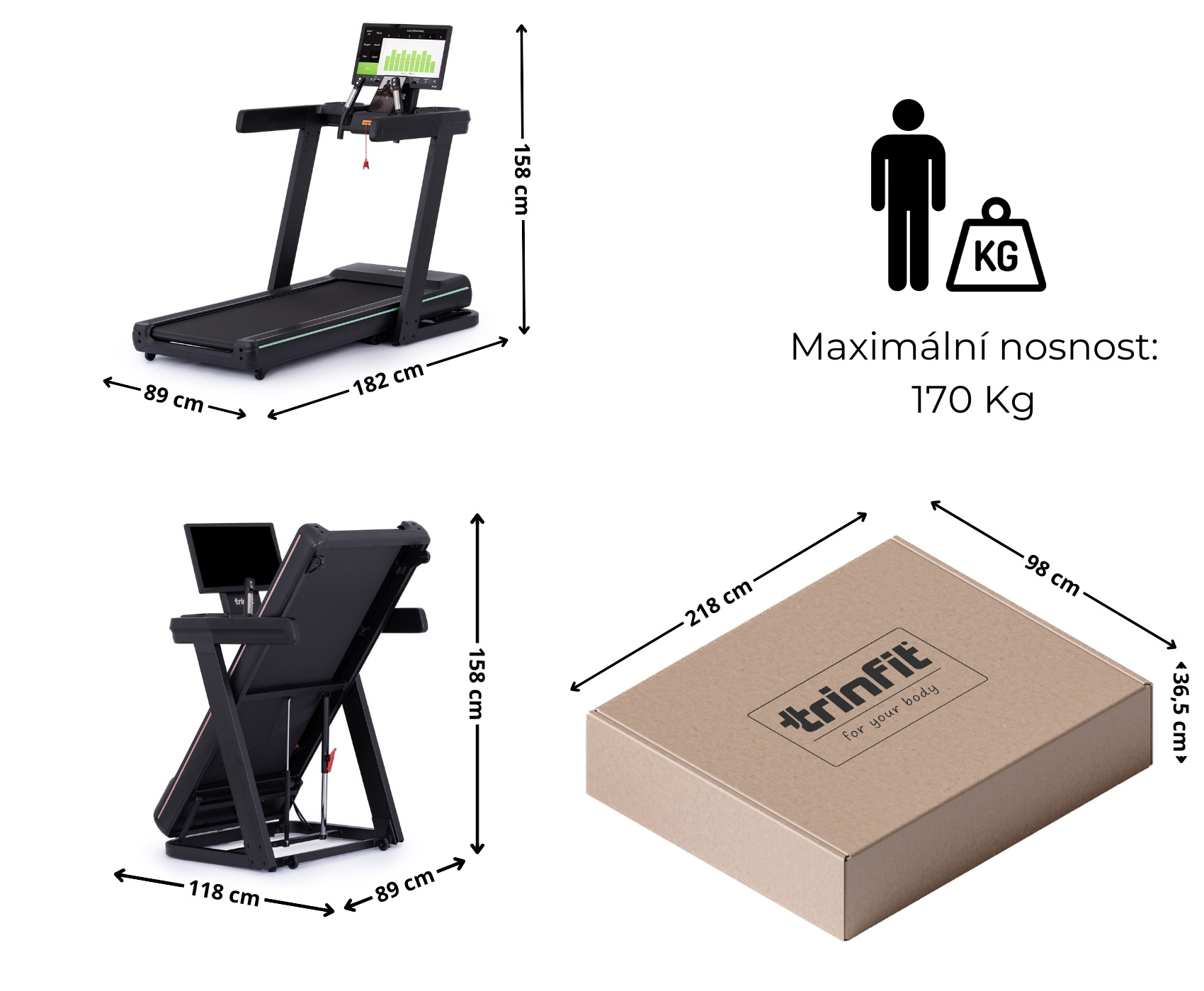 TRINFIT Gara T900 SmartMedia rozměry