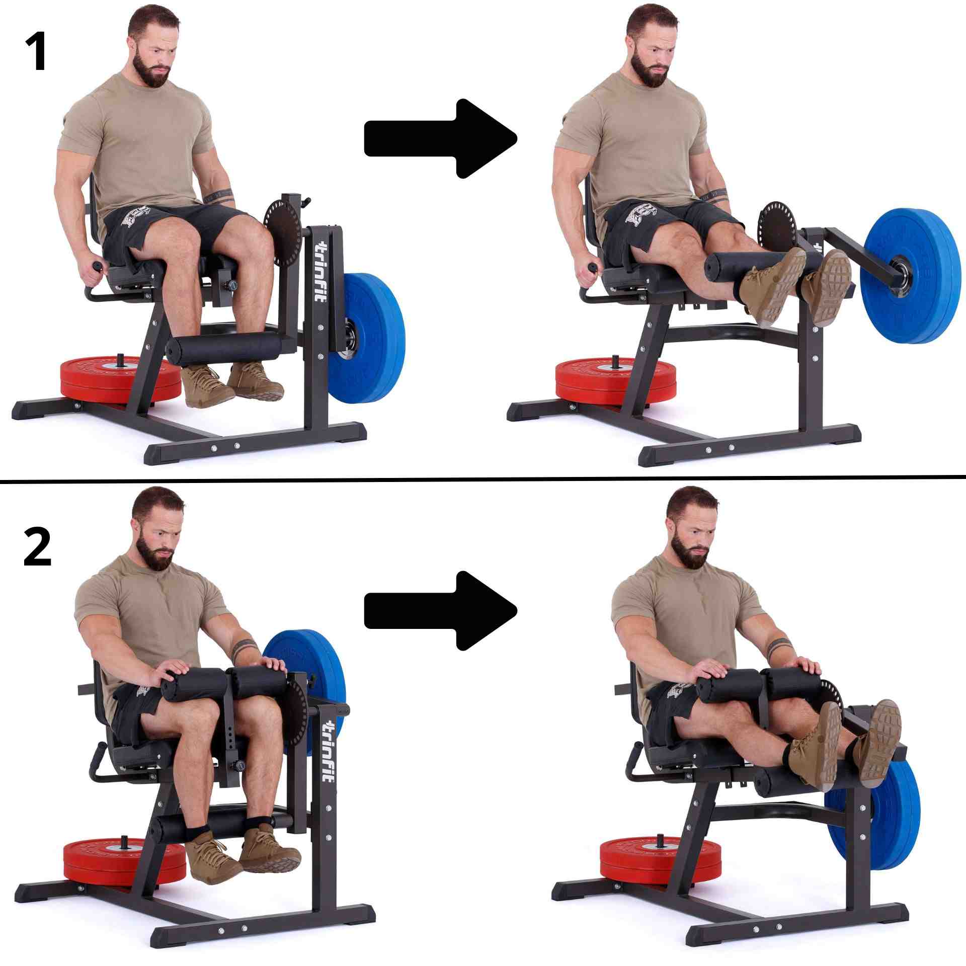 TRINFIT Leg Curl-Extension Pro koláž cviků
