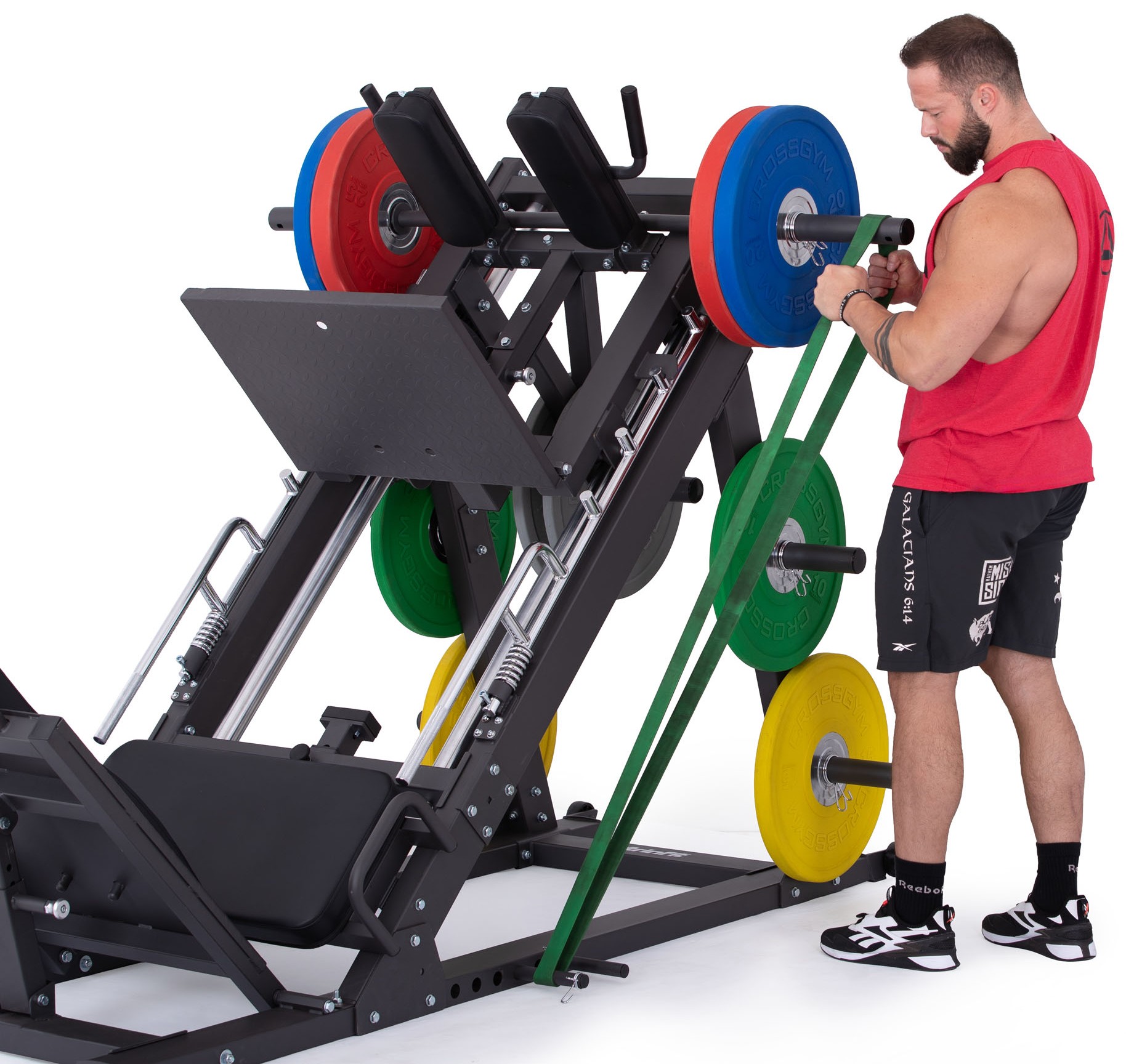 TRINFIT Leg press + Hack squat D7 Pro trny na gumy