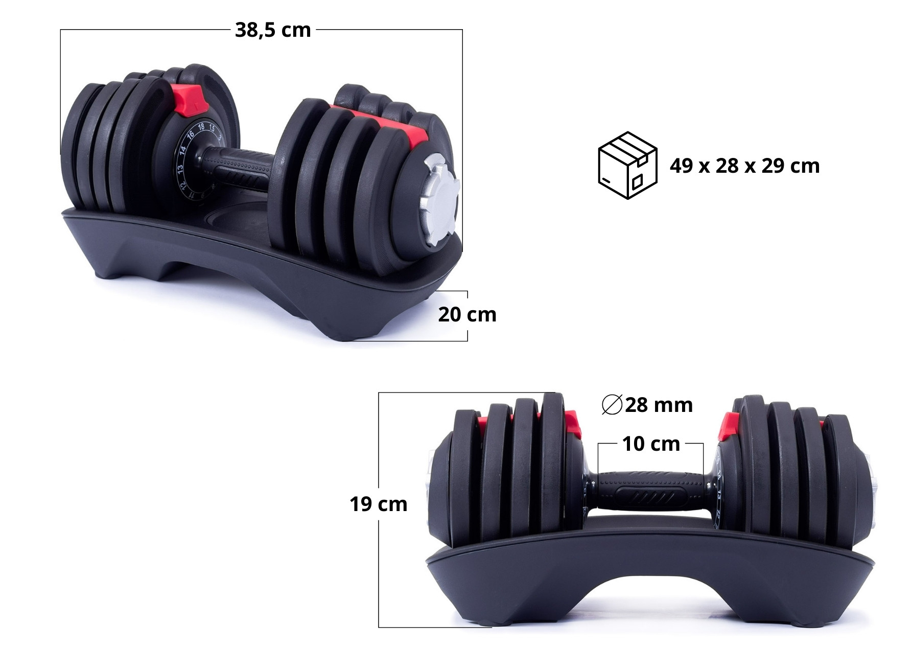TRINFIT SmartBlock 1-18 kg rozměry